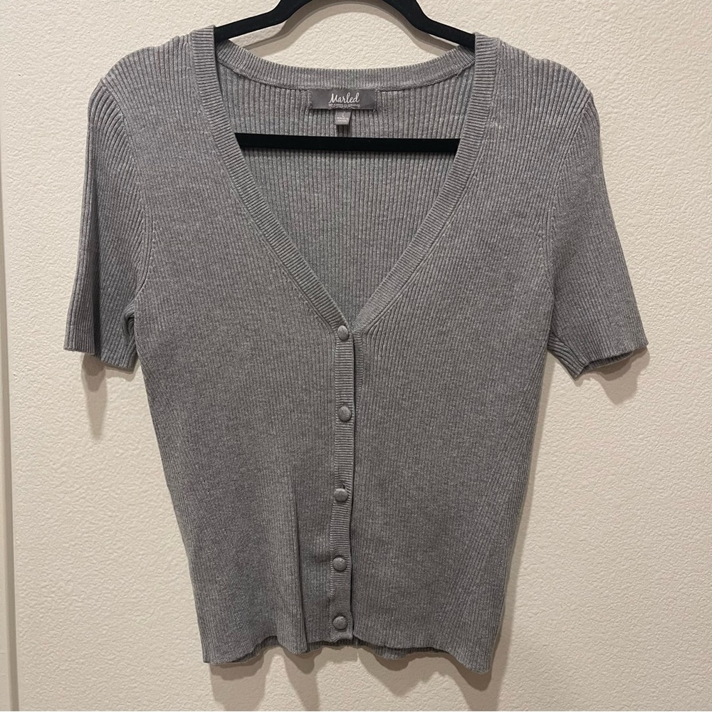 Marled Charcoal Button-Down Ribbed Shirt